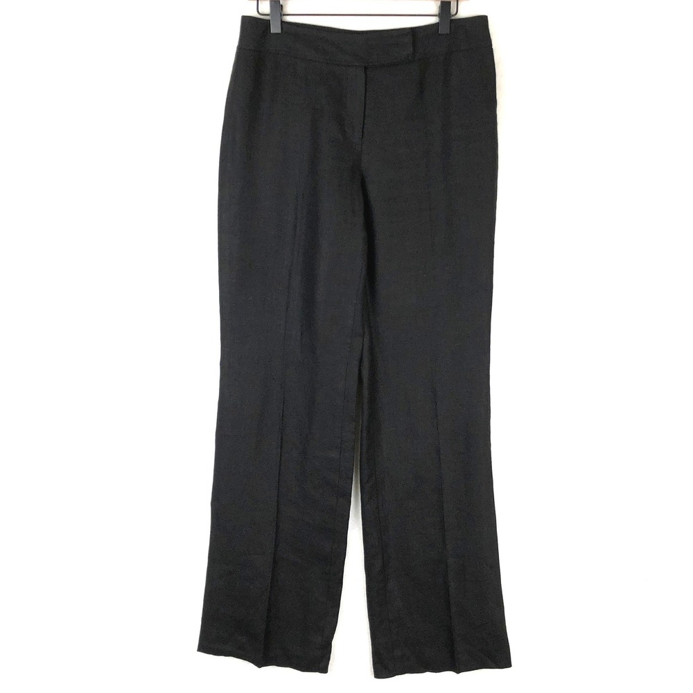 TALBOTS Pure Irish Linen Straight Leg Dress Pants Women's 8 Black Minimalist